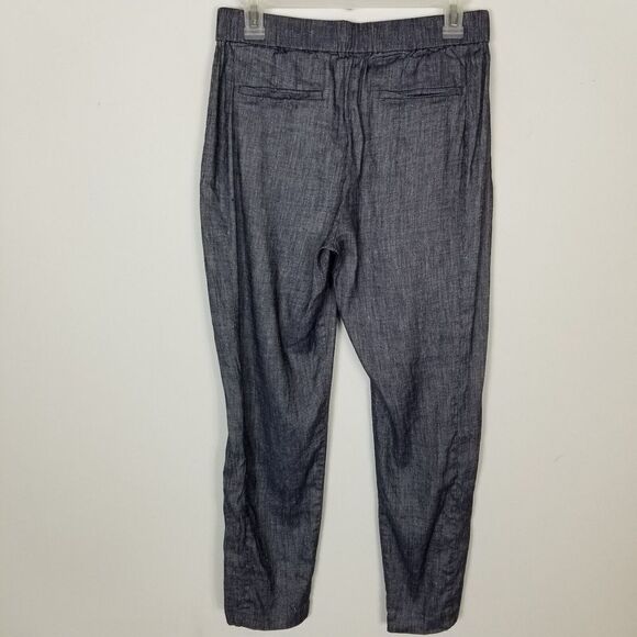 Theory Women Northsound Tierra Washed Denim Pants Size S Cropped Linen Blend - Picture 6 of 10